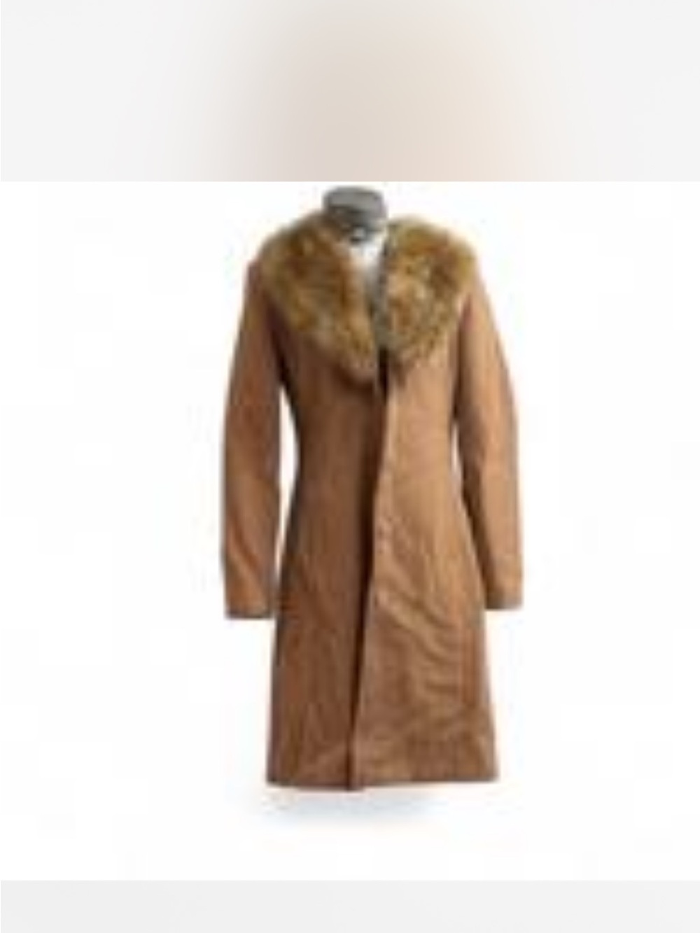 Suzy Shier Camel long Pea Coat with Faux Fur Collar